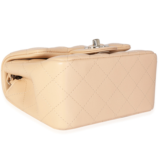 Chanel Beige Quilted Lambskin Mini Square Classic Flap Bag - Picture 7 of 7